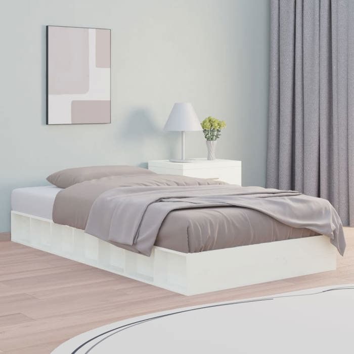 vidaXL Cadre de lit Blanc 90x200 cm Bois massif 820692
