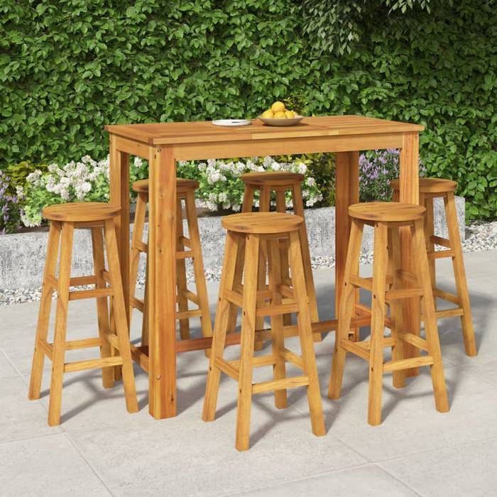 vidaXL Ensemble de bar de jardin 7 pcs Acacia - vue 2