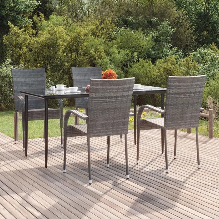 vidaXL Acacia Ensemble à Dîner de Jardin 5 pcs Salon de Jardin Mobilier de Salle à Manger dExtérieur Arrière cour 3058324 - vue 8