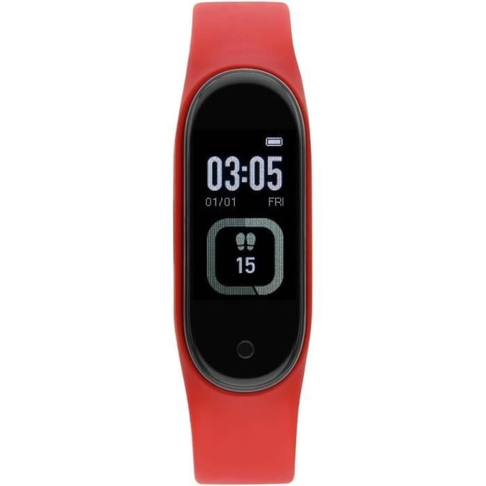 Montre connectée - WATX - Rouge - Podomètre - Fréquence cardiaque - Étanche 10 ATM