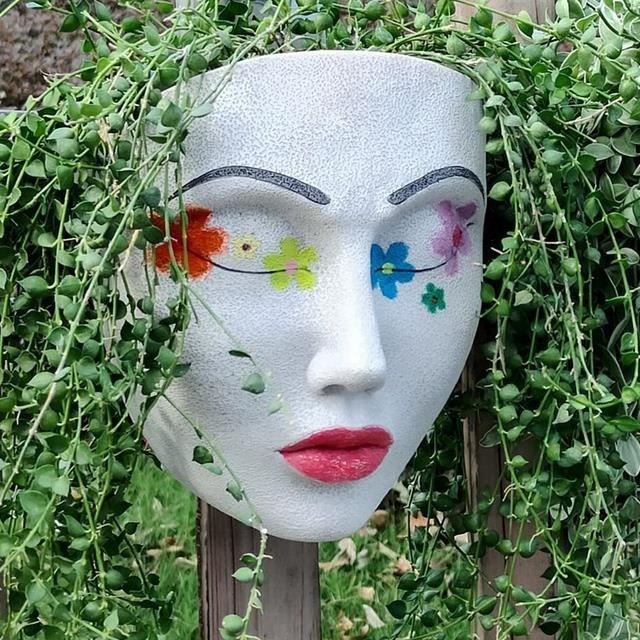 Pot De Fleurs En Forme De Visage - Mothinessto - Résine - Rond - 17,5x12x12cm - Jardin