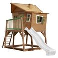 Axi - Max Maison Enfant avec Bac à Sable & Toboggan Blanc | Aire de Jeux pour l'extérieur en marron & vert | Maisonnette-1