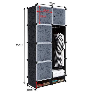 HOOBRO Armoire Penderie Modulable 16 Cubes - Armoire Chambre Portable Avec Portes, Tringles Et Patères - Blanc EWT44LY01