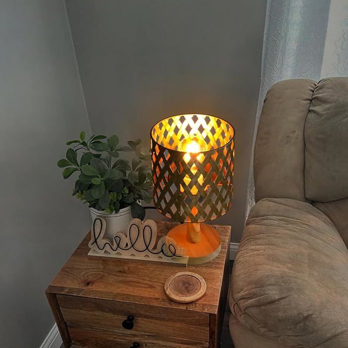 Tomotato Petit Abat-Jour 19x15x13cm Motif Fleurs Sculptées - Décoration Élégante Pour Lampe De Chevet