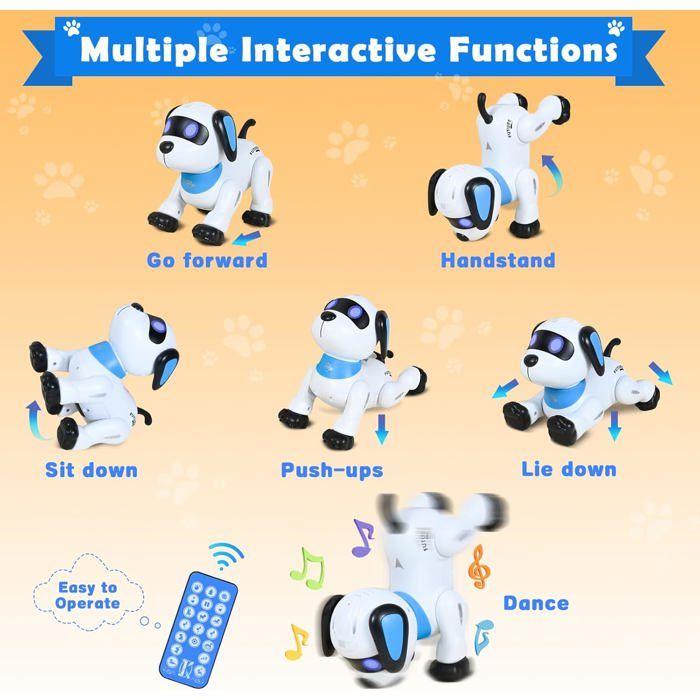 PRANITE Chien Robot Programmable Télécommandé - Jouet Interactif Pour Enfants Avec Commande Vocale