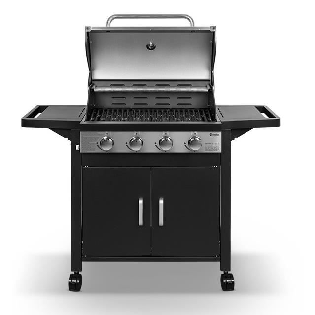 Barbecue Gaz LOFOTEN 3 Brûleurs - 8,4 KW, Capot Avec Thermomètre, Noir