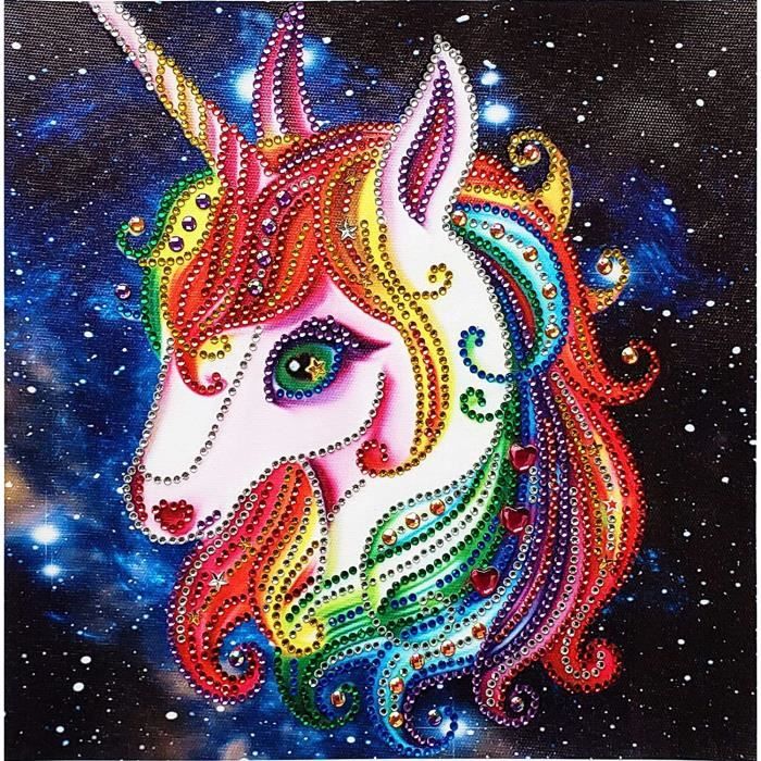 Kit Diamond Painting Licorne Enfant – 24 Autocollants + 2 Attrape-soleil – Résine Non Toxique – Cadeau Fille 4-12 Ans – Débutants