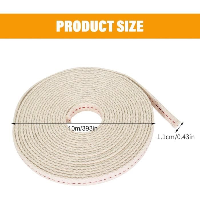 Mèche Plate Pour Lampe à Pétrole - Coton Blanc 1m - Plusieurs Largeurs