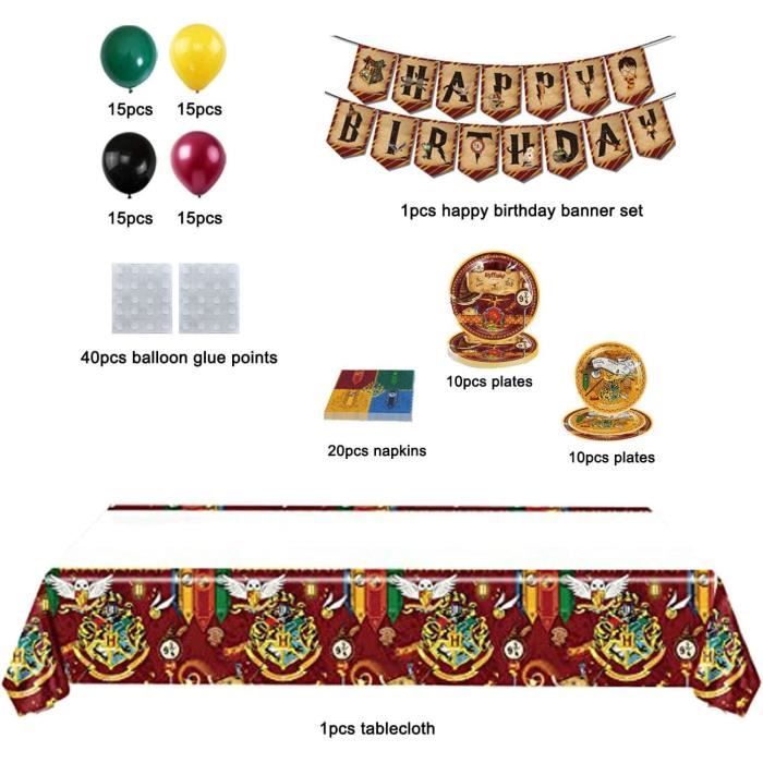 Vaisselle - Limics24 - Fête L Anniversaire Harry Potter Assiettes À Thème  Magique Nappe Bannière Ballons - Cdiscount Maison