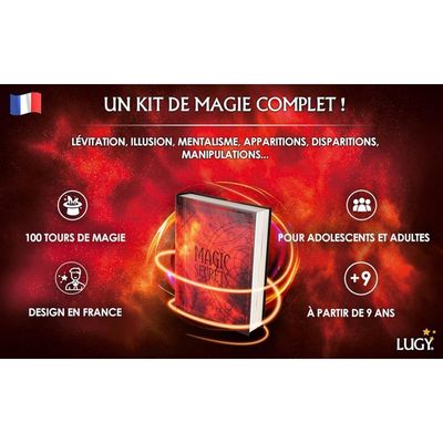 LUGY Magic Secrets – Coffret De Magie Intermédiaire/Avancé – 100 Tours + Vidéo + App – Dès 9 Ans
