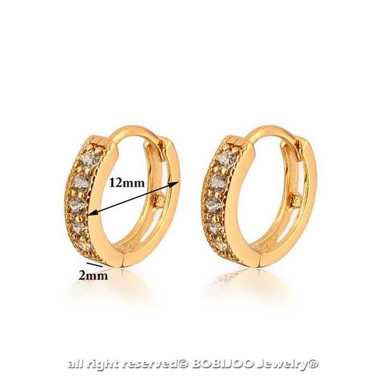 BOBIJOO Jewelry Boucles dOreilles Femme Fille Enfant Or Dor/é Plaqu/é Strass Faux Diamants 15mm Cr/éoles