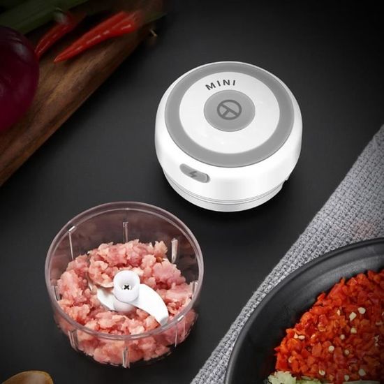 Hachoir électrique Sans Fil USB - Pour Ail, Oignon, Noix, Viande - Portable Et Rechargeable