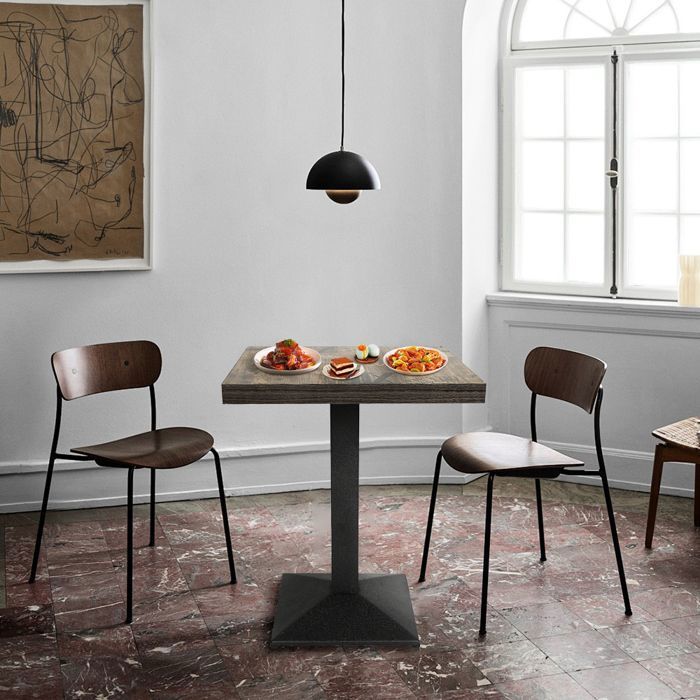 Table De Bar Carrée Industrielle 60x60x75cm - Style Rétro Bois Et Métal, Charge 120kg