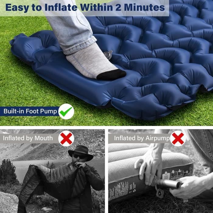 Matelas De Camping Satisure – Gonflable Avec Pompe Intégrée, 196x69x9 Cm, Ultra-léger 960g, Imperméable