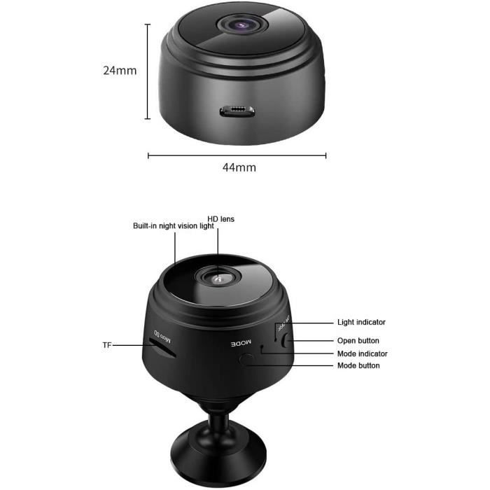 Mini Caméra Espion Cachée Hd 1080P Sans Fil Avec Vision Nocturne