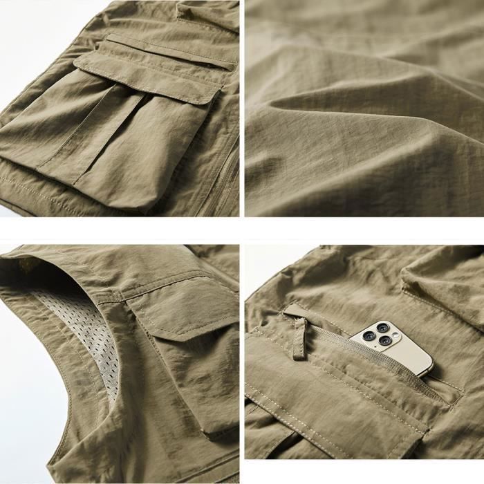 Gilet de plein air Orange multi-poches pour hommes, grande taille S-7XL, randonnée pêche chasse, gilet Orange à séchage rapide, respirant, Tactico  18