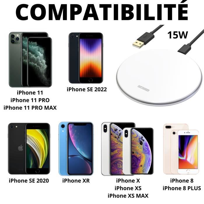 Chargeur Sans Fil Induction NFC Pour IPhone 8 Plus à 13 - Noir - Neuf Original
