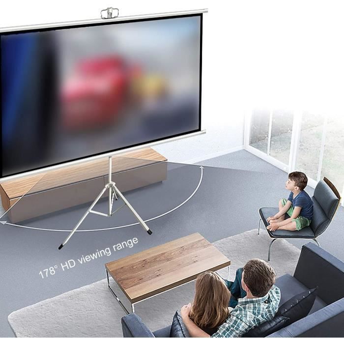 Écran De Projection 72 Pouces 16:9 Avec Trépied – Tissu Polyester Mat – Dimensions Visibles 159x90 Cm – Pour Maison, Bureau, Classe