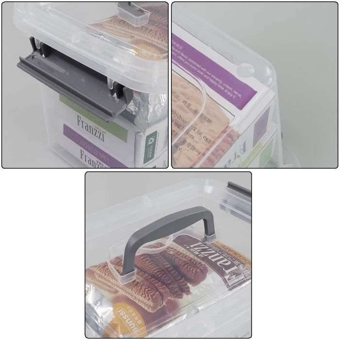 Bringer Ensemble de 6 mini-boîtes de rangement en plastique, petite boîte  transparente de 1,5 l à loquet : : Cuisine et Maison