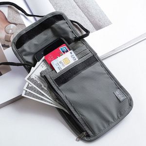 Pochette De Cou Voyage Anti-RFID - 19x14 Cm - Nylon Imperméable - Sangle Réglable - Pour Passeport, Argent, Téléphone