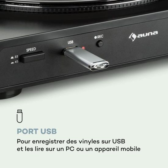 auna Fullmatic Platine disque vinyle automatique USB pré