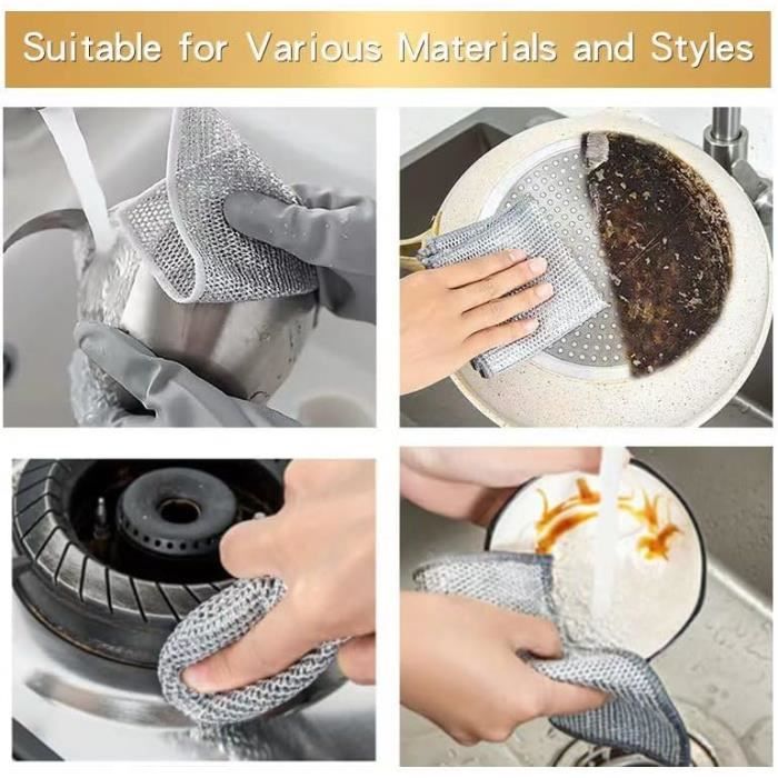 Lot De 6 Chiffons à Vaisselle En Fil Métallique - Anti-rayures - 20x20 Cm - Pour Casseroles, Inox, Surfaces Sales