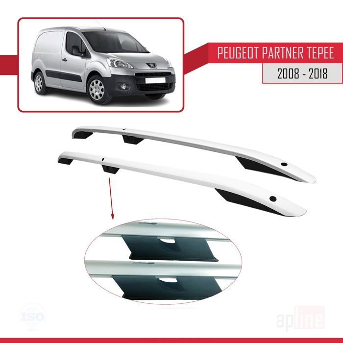 Barres De Toit ACE-3 Pour Peugeot Partner Tepee 2008-2018 - Gris Aluminium, Charge 75kg