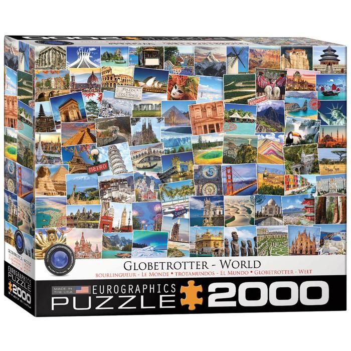 Puzzle 2000 pièces : Globe-trotteur : Monde - Cdiscount Jeux - Jouets
