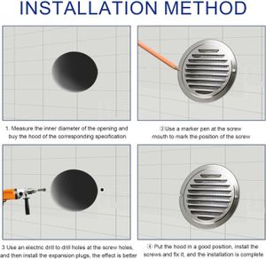 HG Power Grille D'Aération 100mm Ventilation Hotte Murale Ronde, Bouche De Sortie Ventilation Grille En Acier Inoxydable Avec Moustiquaire