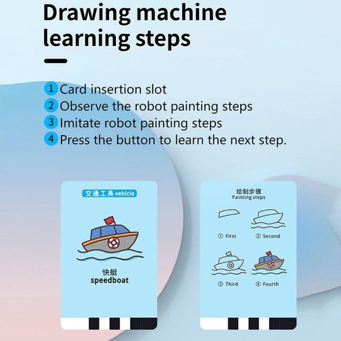 Robot De Dessin Interactif Pour Enfants – 1800 MAh, 100 Cartes, 2 Stylos – Bleu, Créatif Et Éducatif