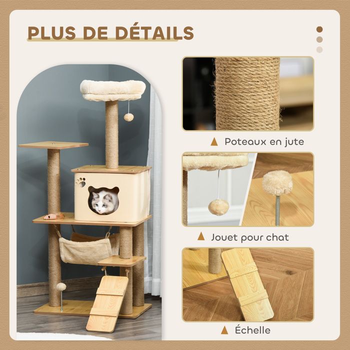 PawHut Arbre à Chat Tour De Jeux Pour Chat, Platesformes