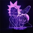 3D Lampe Illusion Nuit Lumi&egrave;re Rick Morty Cartoon Enfants LED avec changement de couleurs Table LED pour chambre AM5092-0