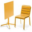 Ensemble de jardin - OVIALA - Table carrée inclinable et 2 chaises métal jaune - Pliant - Contemporain-0