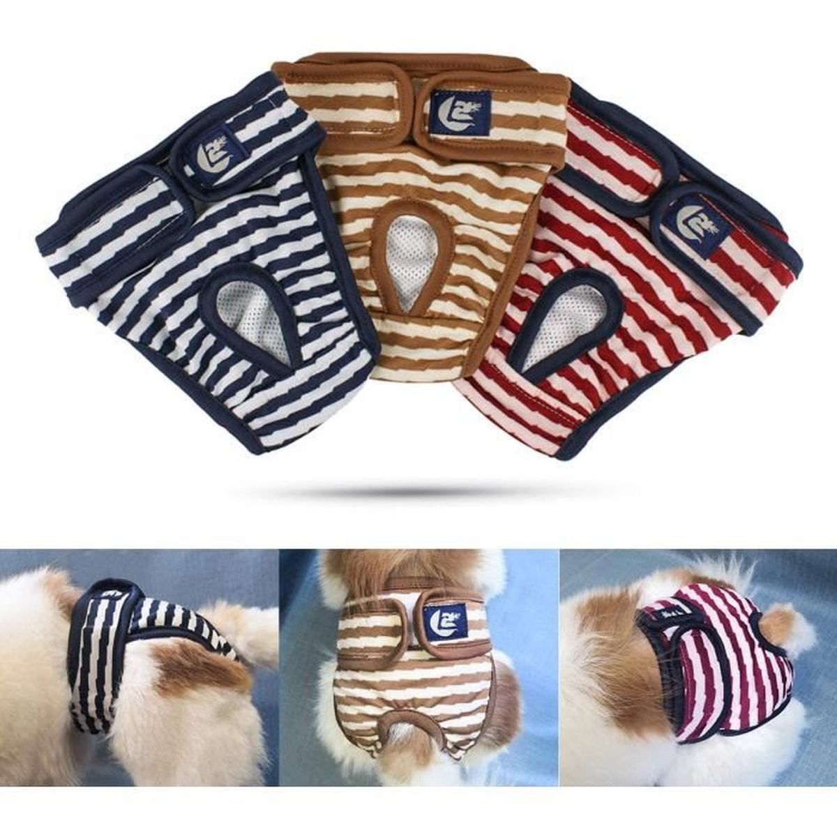 Culotte Pour Chienne En Chaleur Lavable Et Réglable - Couche Menstruelle Avec Poche Pour Serviette - Taille Petit Chien - 5