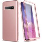 GrandEver Coque Samsung Galaxy S10 Plus Housse de Protection + Protection d'écran mince Bumper Antichoc Anti-rayures Or Rose