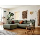 LISA DESIGN Onyx - canapé modulable d'angle gauche 5 places - en tissu - Vert sauge