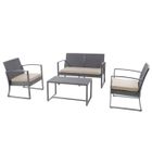 SVITA LOIS XL Ensemble de meubles de jardin en poly rotin Table Fauteuil Gris