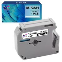 Compatible Rubans d'étiquette MK231 M-K231 ONLYU pour Brother MK231 Brother M-K231 Cassette,12mm Noir sur Blanc, Lot de 1