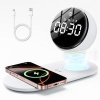 DJOIN Z12pro Enceinte Bluetooth Portable, Réveil Numérique avec LED Écran,  Veilleuse, Chargeur sans fil, 20 Musiques Légères