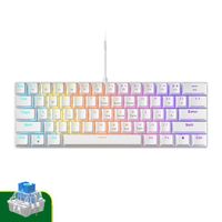 61 Touches - QWERTY - Clavier Gamer - Clavier Mecanique - Interrupteur Marron - 17 Effets de Rétroéclairage RGB,Anti-Ghosting,Blanc