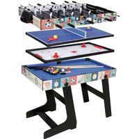 SC0062BK HLC-Table Multi Jeux 4 en 1 Pliante-Billard-Babyfoot-Hockey-Tennis de Table-121.5*61*81.3cm