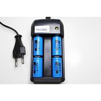 CHARGEUR RS08 + 4 BATTERIE PILE 16340 CR123 2800mAh RECHARGEABLE 3.7V ION ACCU