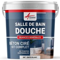 Béton ciré salle de bain et douche italienne : KIT BETON CIRE SALLE DE BAIN Isatis - Blanc - kit 5 m2 (2 couches)