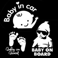 Autocollant Voiture,Paquet de 3 Bébé à Bord (Baby on Board),Empreinte,Sticker Vinyle,Blanc