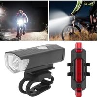 Feux avant et arrière de vélo rechargeables par USB - EJ.LIFE - Phare et feu arrière super lumineux
