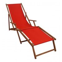 Chaise longue de jardin rouge - ERST-HOLZ - 10-308F - Pliant - Bois massif - Extérieur
