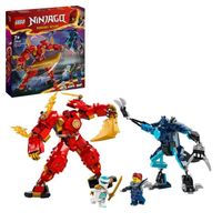 LEGO® 71808 NINJAGO Le Robot Élémentaire du Feu de Kai, Jouet Ninja avec Figurine Personnalisable Plus Minifigurines Kai et Zane