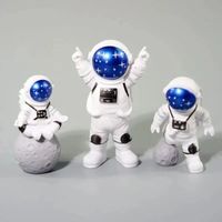 Lot de 3 Sculpture Ornements de Astronaute - Mini Statue Astronaute pour Décoration de Gateau(Bleu)