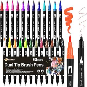 Mancola 100 Couleurs Feutres Aquarelle Double Pointe – Stylos Coloriage Adulte Mandala, Pointe Fine + Pinceau Flexible – Idéal Pour Artistes Et Débutants