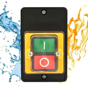 Interrupteur Poussoir Étanché Jaune COB-61DR Pour Palan Grue – Commande Suspendue 220-380V + Condensateur 30uF, Arrêt D’Urgence Verrouillable